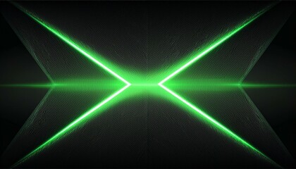 Naklejka premium Futuristic black technology background with green neon lines. Glowing vector banner design. Generated image