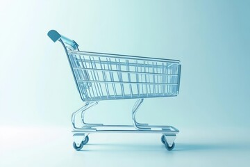 Sleek Modern Shopping Cart Innovation with Streamlined Design and Futuristic Retail Aesthetics for E-commerce Branding and Advertising Success