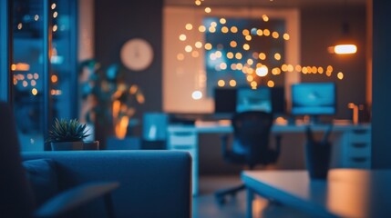 Cozy Office Night, City View, Desk Work