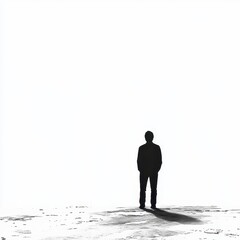Obraz premium Silhouette of a person standing on a desolate landscape