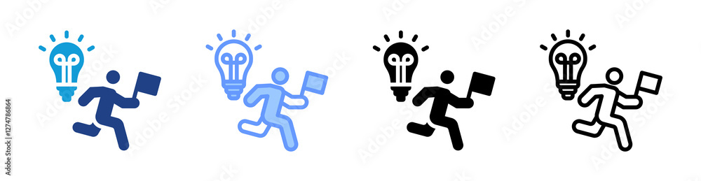 Poster pioneer icon set multiple style collection
