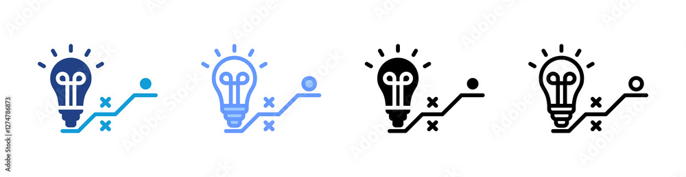 Poster strategy icon set multiple style collection