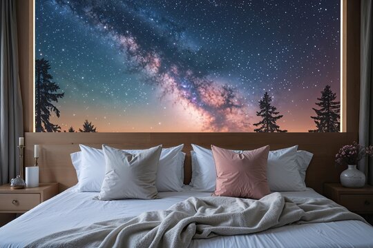 Calming Serene Star Backdrop for a Tranquil Bedroom Ambiance