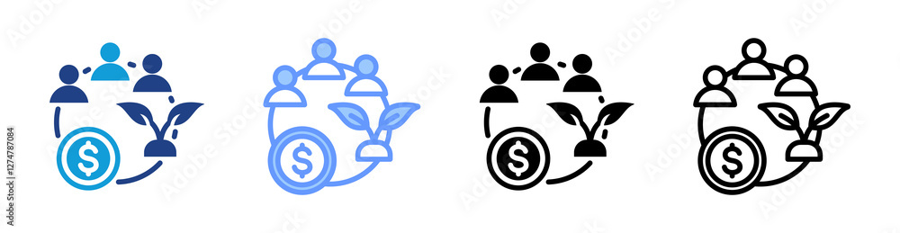 Poster Startup Ecosystem icon set multiple style collection