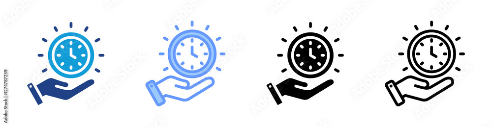 Poster Time Management icon set multiple style collection