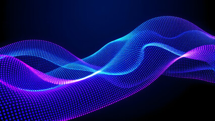 Abstract blue wave lines create a dynamic flow of light and color