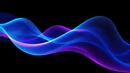 Abstract blue wave lines create a dynamic flow of light and color