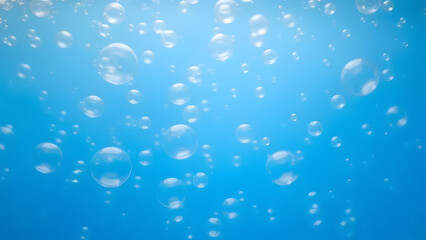 Light blue abstract background with shiny bubbles