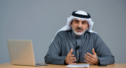 A man in a gray suit