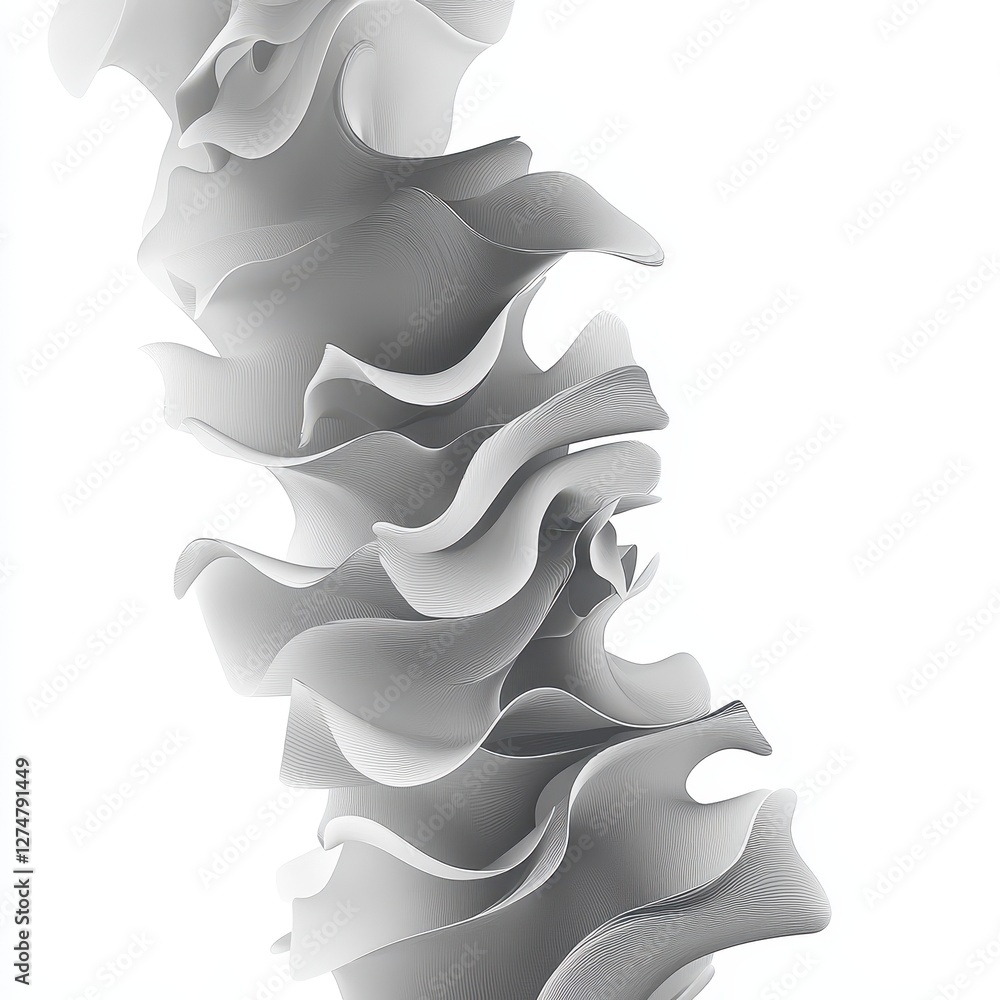 Poster abstract white form with soft wavy flowing layered shapes