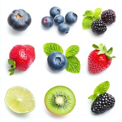 Dive into a feast of fresh, sweet fruits displayed on a striking white backdrop, highlighting natures vibrant colors.