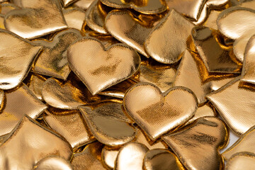 Golden heart-shaped objects perfect for Valentine's Day