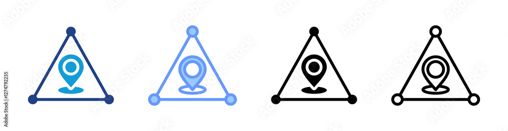 Poster Triangulation icon set multiple style collection
