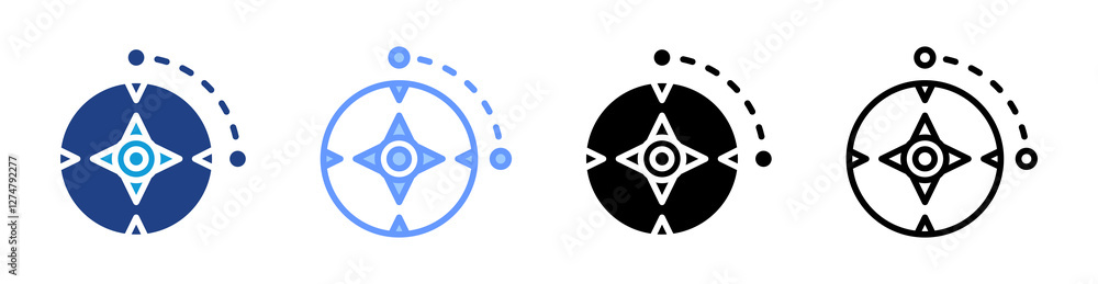 Poster Azimuth icon set multiple style collection