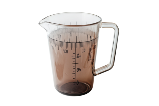 Transparent measuring jug showcasing precise scale lines for culinary adventures in the kitchen isolated on transparent background