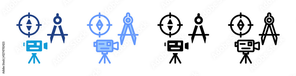 Aufkleber surveying instruments icon set multiple style collection