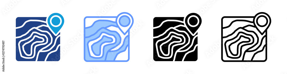 Poster Topographic Map icon set multiple style collection