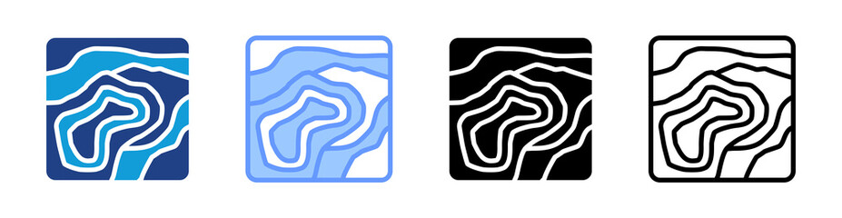 Contour icon set multiple style collection