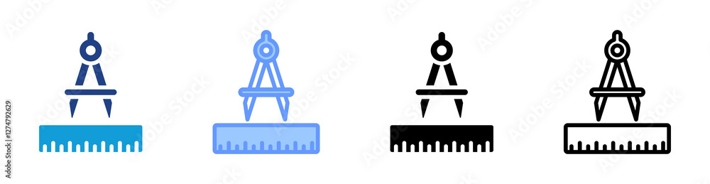 Poster Measurement icon set multiple style collection