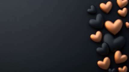 Elegant Black and Gold Hearts Background for Valentine's Day