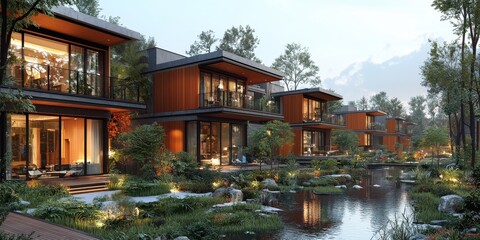 Obraz premium Sustainable eco-district with green spaces 