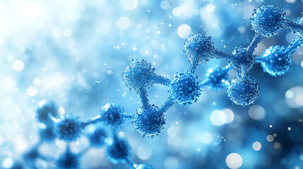 White and light blue medical abstract gradient background with molecular structure, symbolizing science, technology, and innovation in healthcare, research, and medical advancements