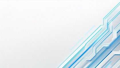 Futuristic white technology background with blue neon lines. Glowing vector banner design. Generated image