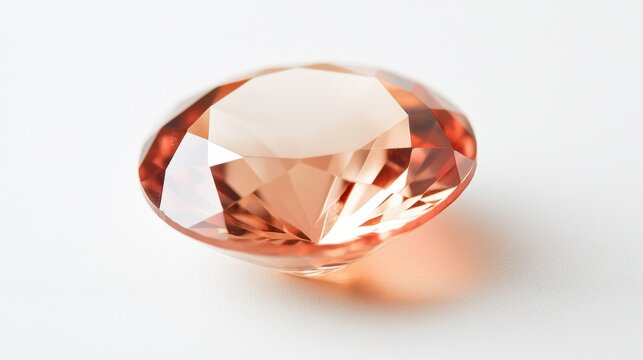 Close-up of a rare morganite gemstone glowing softly on a bright white backdrop