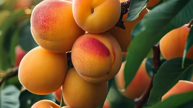 Juicy apricot with velvety skin glows in morning light, exuding vibrant allure, Ai Generated