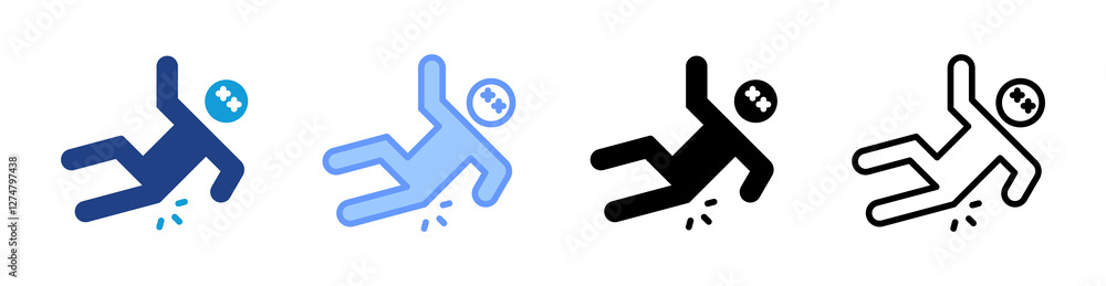 Poster accident icon set multiple style collection