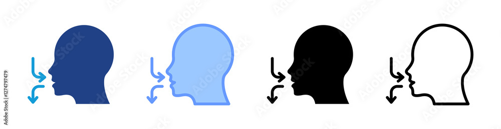 Poster Breathing icon set multiple style collection
