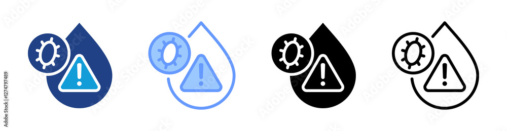 Poster Contamination icon set multiple style collection