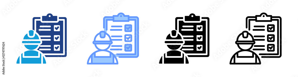 Poster Inspection icon set multiple style collection