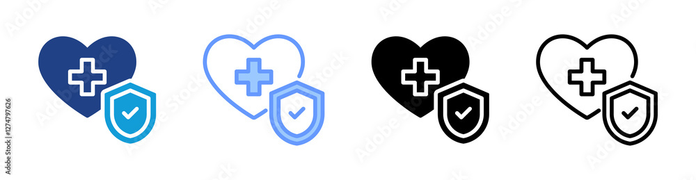 Poster insurance icon set multiple style collection