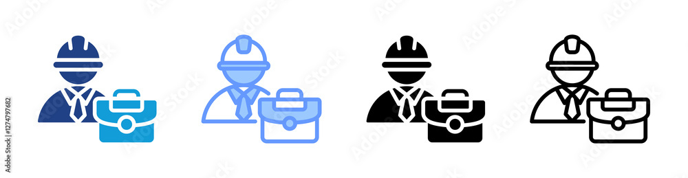 Poster occupational icon set multiple style collection
