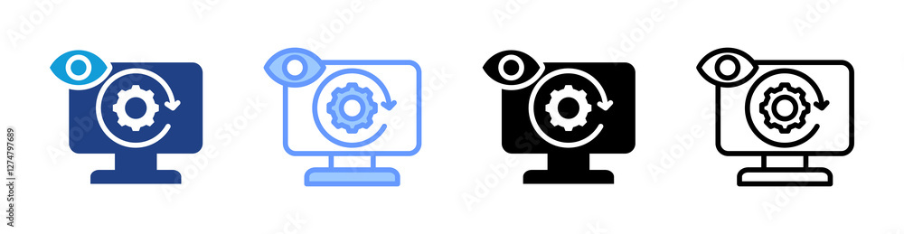 Poster Monitor icon set multiple style collection