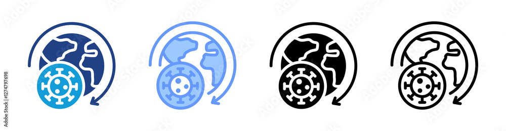 Poster pandemic icon set multiple style collection