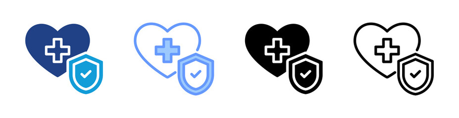 Insurance icon set multiple style collection