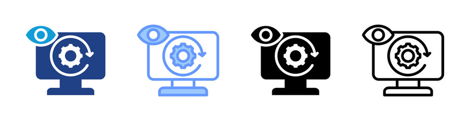 Monitor icon set multiple style collection