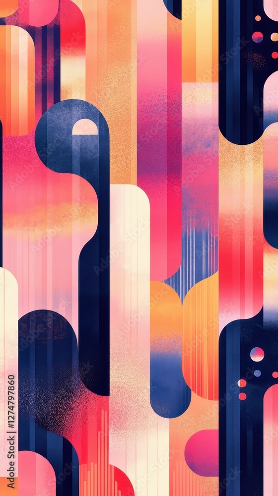Poster abstract design showcases rounded rectangular shapes with blended gradient colors