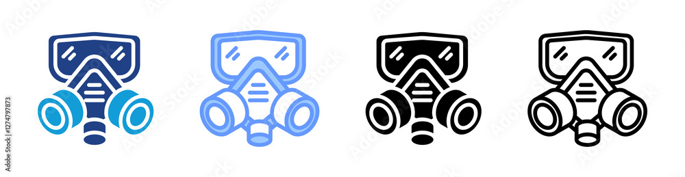 Poster respirator icon set multiple style collection