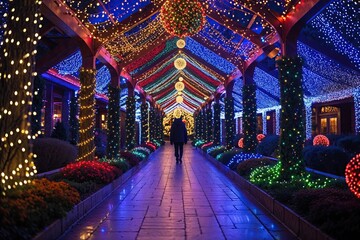 Obraz premium Enchanting Holiday Lights Establishing a Vibrant and Festive Ambiance