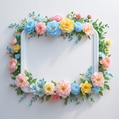 framework for invitation or congratulation, frame with flowers