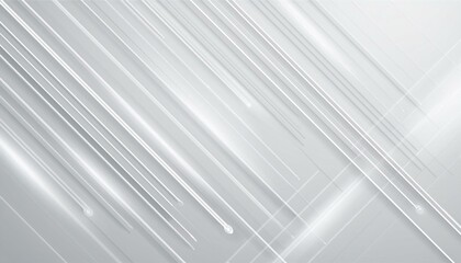 Obraz premium Futuristic white technology background with silver neon lines. Glowing vector banner design. Generated image