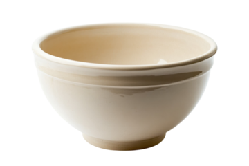 Elegant beige ceramic bowl captures minimalism in kitchen décor for a serene dining experience isolated on transparent background