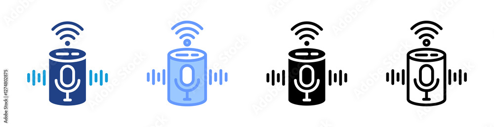 Poster Voice Control Assistant icon set multiple style collection