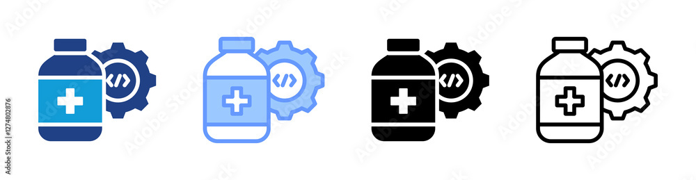 Poster Medication Management System icon set multiple style collection