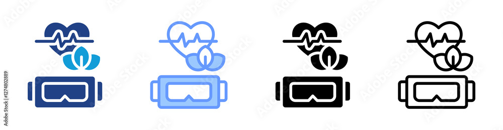 Poster vr theraphy icon set multiple style collection