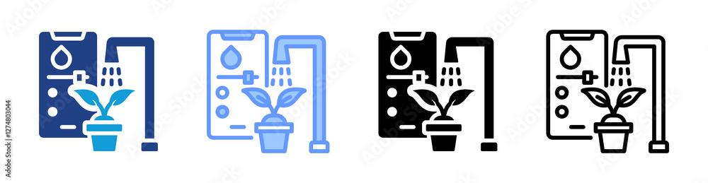 Aufkleber smart irrigation system icon set multiple style collection