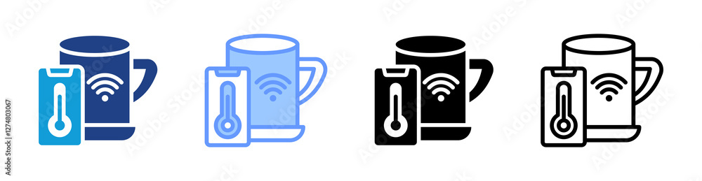 Aufkleber Temperature Control Mug icon set multiple style collection